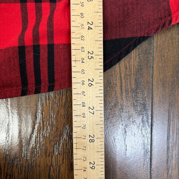 Old Navy Top Small Red Black Plaid Boyfriend Shirt Flannel Button-Front Women's - Picture 9 of 10